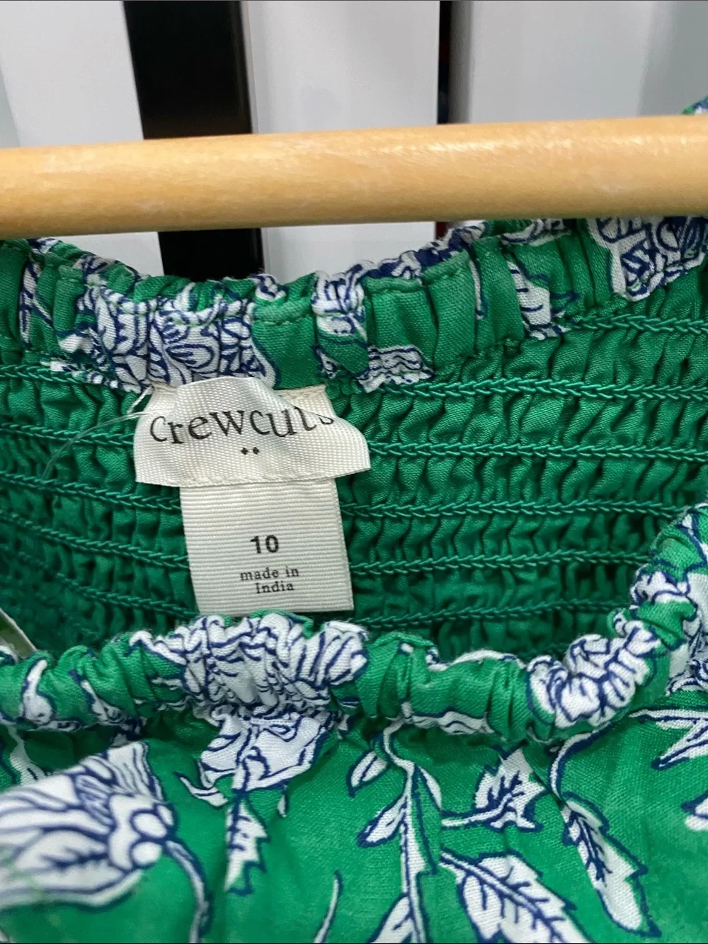 J. Crew crewcuts girls Green Floral Ruffle Sundress with Smocked Bodice